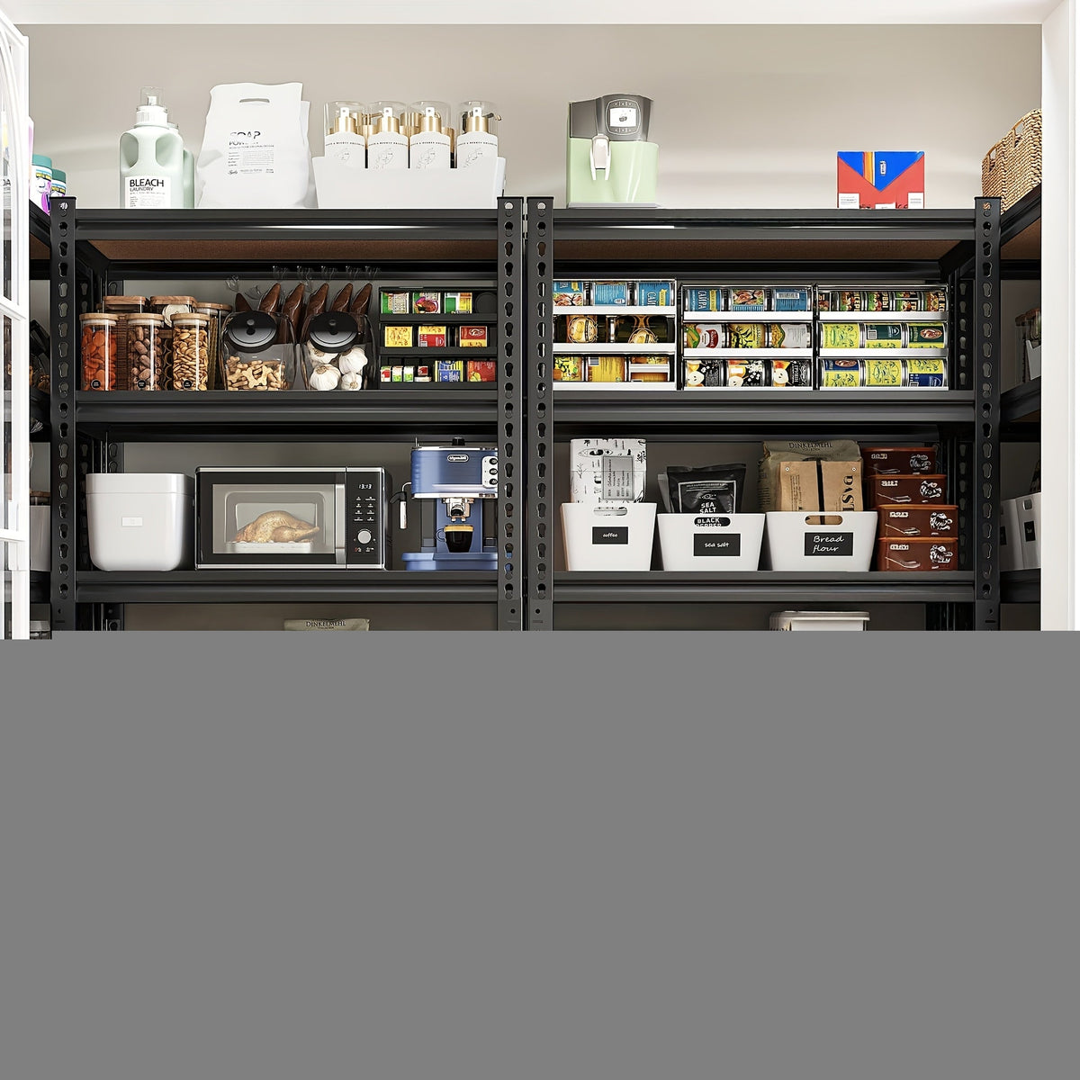 Heavy Duty 5-Tier Metal Garage Shelving Unit 2000 LBS – Adjustable Steel Storage Shelf Rack 60–72 Inch for Garage, Basement, Pantry, Kitchen & Warehouse, Tool-Free Assembly, Black