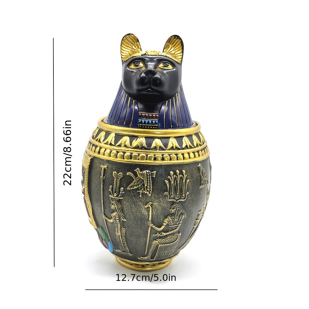 Pet Urn for Ashes Egyptian Pharaoh Anubis God Figurine - Decorative Resin Memorial Urn for Cat & Dog Cremation Ashes, Unique Home Decor Keepsake Jar, Meaningful Pet Loss Sympathy Gift