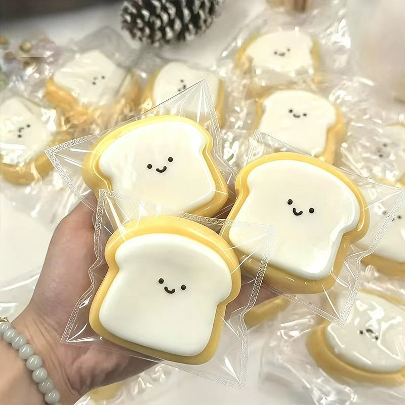 Toast Bread Squishy Slow Rising Stress Relief Toy, Soft Cute Kawaii Fidget Squeeze Toy for Kids Teens Adults, Office Desk Relaxation Sensory Toy, Fun Birthday Holiday Gift