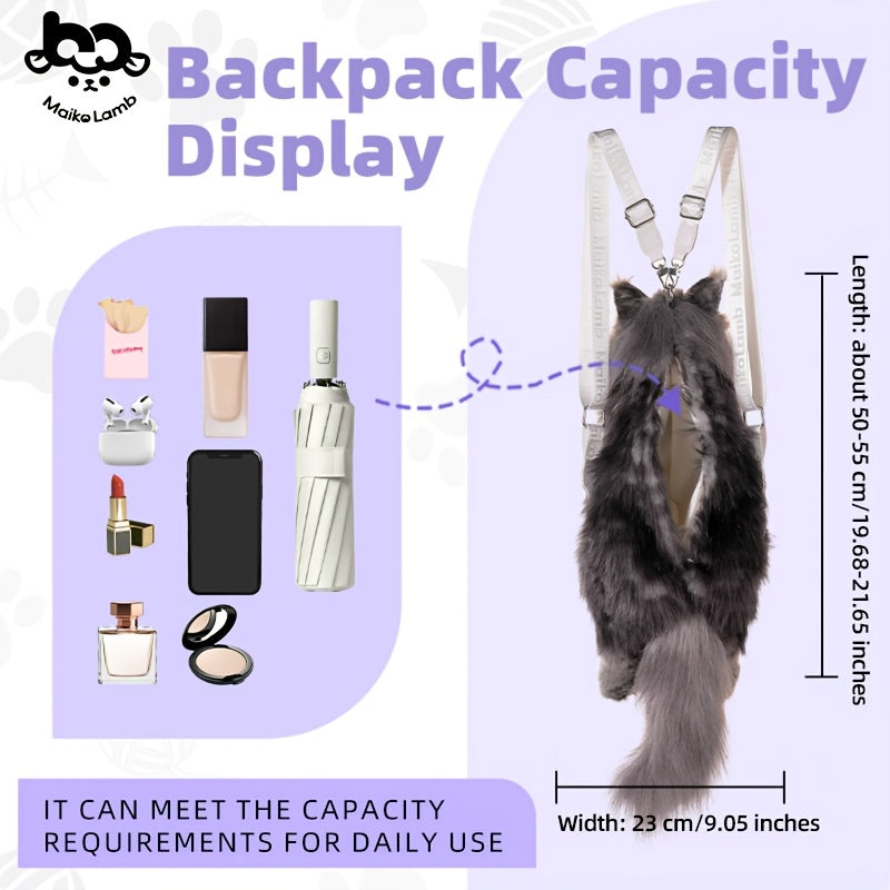 Realistic Black Maine Coon Cat Plush Backpack - Cute Animal-Shaped Handmade Soft Polyester Large Capacity Bag with Gift Box & Comb | Birthday Halloween Christmas Gift for Girls & Cat Lovers