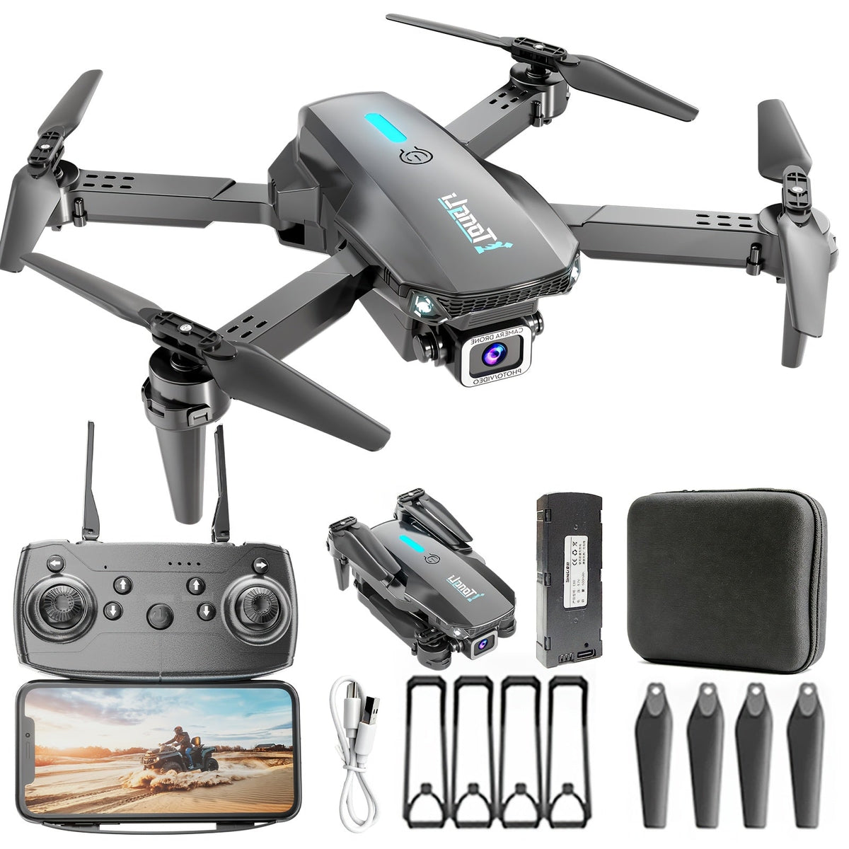 TongLi RC Drone with Dual/Single Camera or No Camera - FPV Altitude Hold Headless Mode Gesture Photo & Video, One-Key Takeoff/Landing, Drop-Resistant Beginner RC Quadcopter, Gift for Kids & Adults