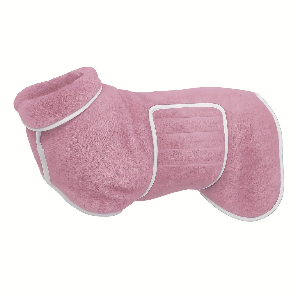 Quick-Dry Super Absorbent Dog Bathrobe Towel Coat for Dogs & Cats – Soft Adjustable Collar & Belly Strap, Fast-Drying Post-Bath Robe, Warm Winter Drying Coat for Small, Medium & Large Pets