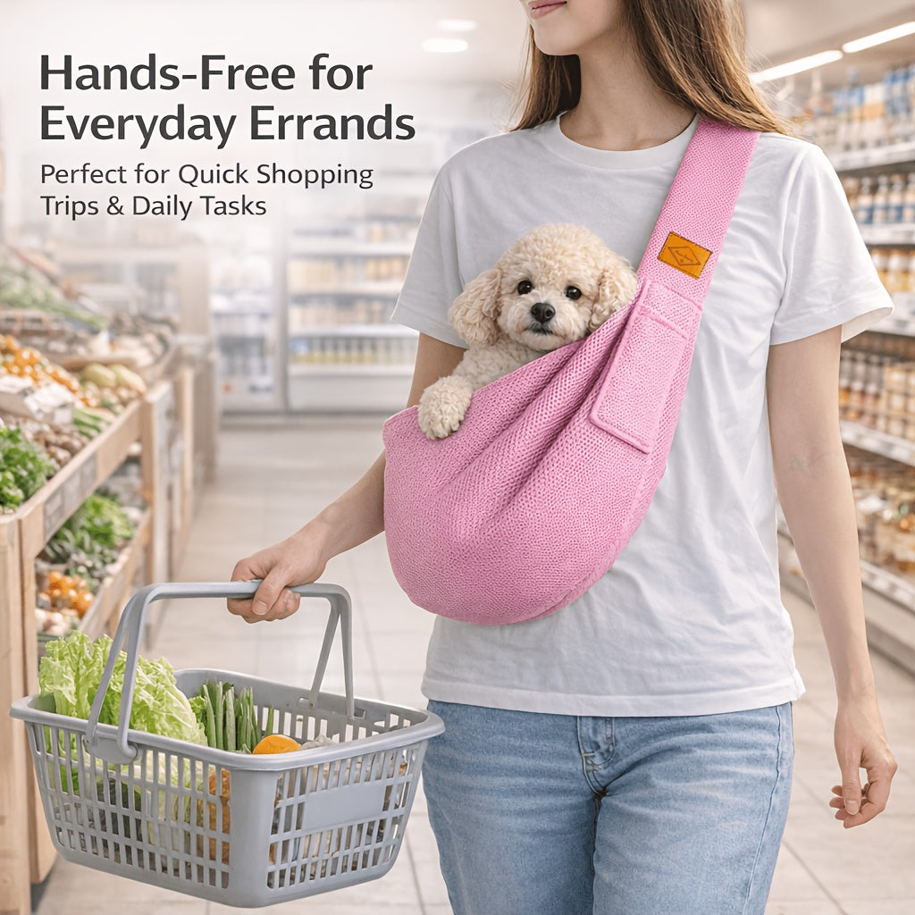 Breathable Mesh Pet Sling Carrier - Hands-Free Front Carry Bag with Safety Buckle for Small Dogs & Cats, Comfortable Adjustable Pet Sling for Walks, Travel & Outdoor Adventures, 4 Colors