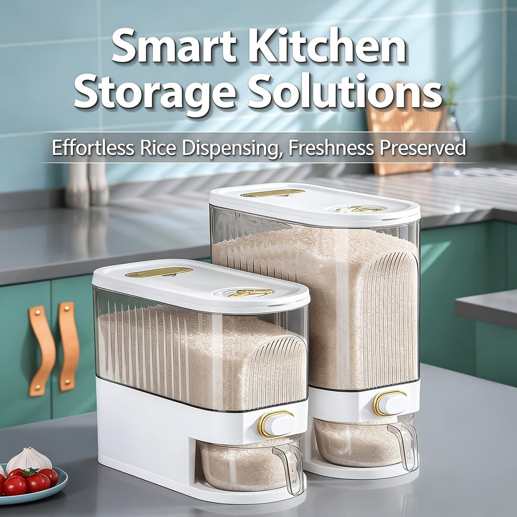 Large Capacity Food Storage Container 11/22 lbs Airtight Sealed Tank, BPA-Free Plastic Bulk Storage for Rice Grains Nuts, Kitchen Cabinet Pantry Organizer with Lid – 5KG/10KG Options