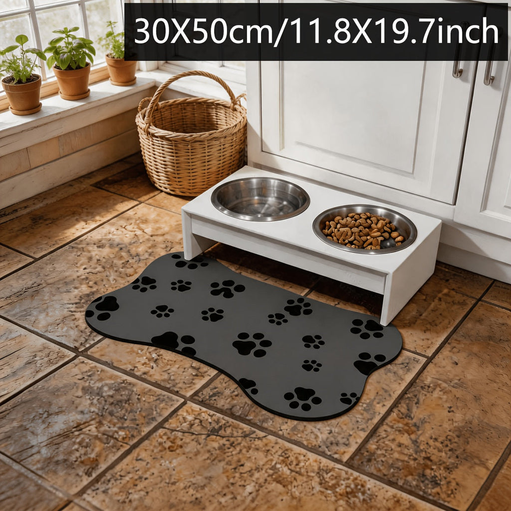 Pet Feeding Mat Non-Slip Absorbent Placemat for Cats and Dogs - Waterproof Irregular Shape Food Mat, Soft Washable Floor Mat Doubles as Sleeping Pad