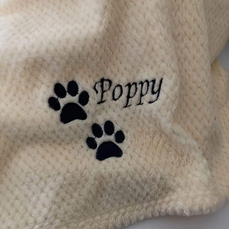 Personalized Pet Blanket Custom Embroidered with Name - Plaid Throw Blanket for Dogs & Cats, Cozy Machine Washable Bedspread for Bed & Couch, 3 Embroidery Styles 4 Colors - Puppy & Kitten Gift