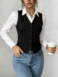 Women's Sleeveless Vest Top Solid Color Elegant Commuter Tank Top Casual Loose Fit Versatile Sleeveless Shirt for Work & Everyday Wear