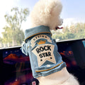 Small Dog Denim Outfit Rock Style – Imitation Denim Casual Fashion Pet Clothes for Small Dogs, Comfortable Streetwear Jacket XS to XL, Blue Trendy Dog Apparel for Daily Wear & Outdoor Outings