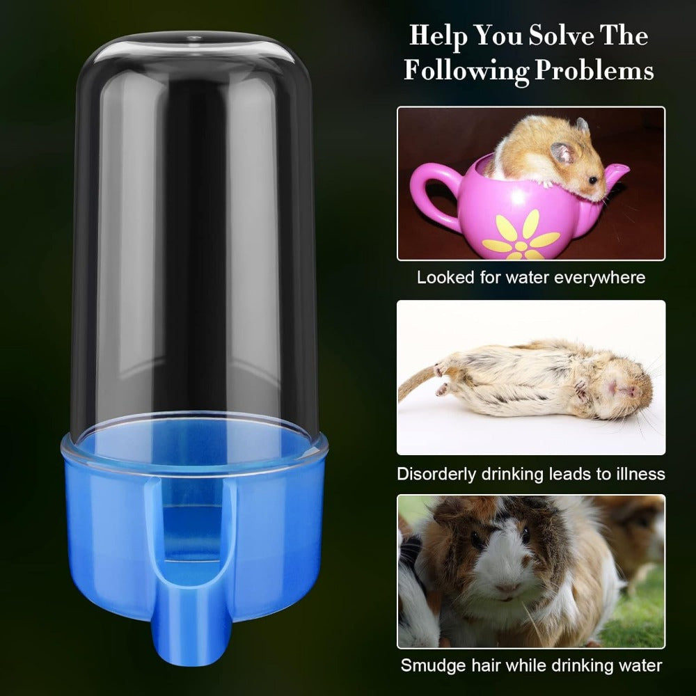 Automatic Bird Feeder with Transparent Water Reservoir 4-Pack - No Battery Self-Feeding Seed & Water Dispenser for Bird Cage - Parrot Parakeet Budgie Cockatiel Hamster Rodent Cage Accessory