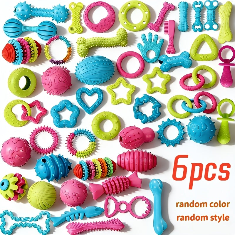 6-Piece Dog Chew Toy Set - Bite-Resistant & Wear-Resistant Pet Suit Toys for Teeth Cleaning & Bonding, Interactive Dog Toys for Puppies & Adult Dogs, Random Assorted Styles