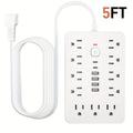 17-in-1 Power Strip Surge Protector with 11 AC Outlets 4 USB Ports 2 USB-C Ports Flat Plug Design Space-Saving Extension Cord for Home Office Desk Kitchen 5ft 10ft Cord