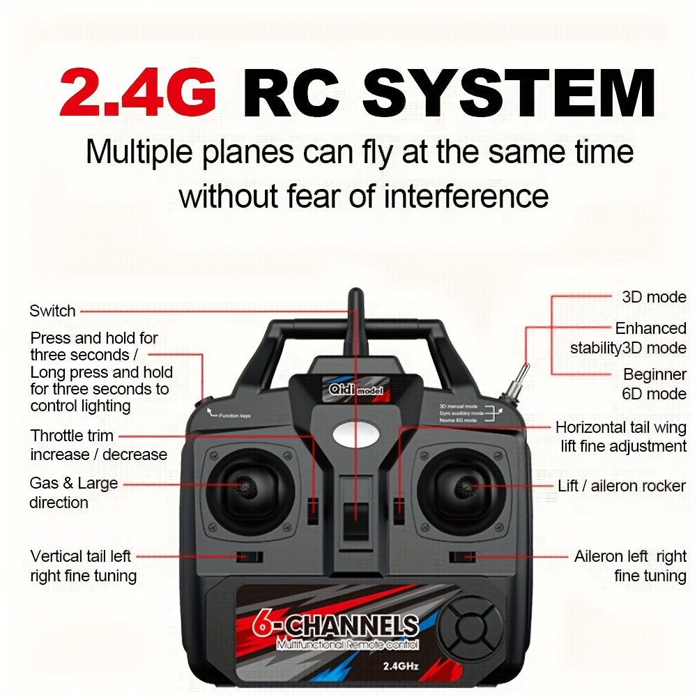 RC Airplane Brushless Motor 6-Channel Remote Control Plane with 6-Axis Gyro 3D Stunts Fixed Wing EPP Foam Aircraft – QIDI560 Outdoor Hobbyist Aerobatic Stunt Plane with 2 Batteries, Lightweight Design
