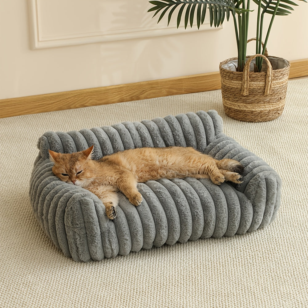 Cat Sofa Bed - Soft Comfortable Breathable Cat House for Large Medium Small Cats, Cute Plush Sleeping Basket Suitable for All Seasons, Indoor Cat Lounger & Cozy Rest Nest