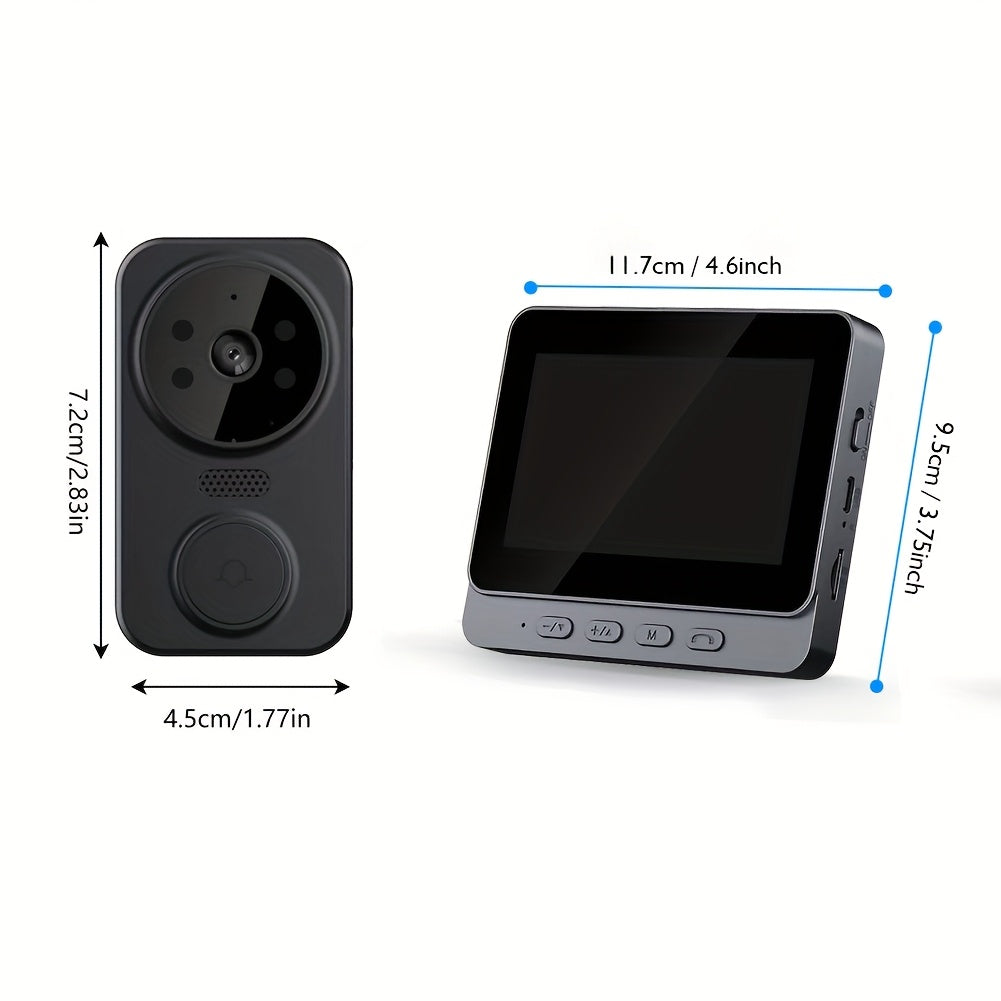 Wireless Video Doorbell Camera with Indoor Monitor – 1080P FHD, No Wi-Fi Needed, Night Vision, Two-Way Audio, 4.3" IPS Screen, Long Battery Life, SD Card Storage, Easy Install for Home Security