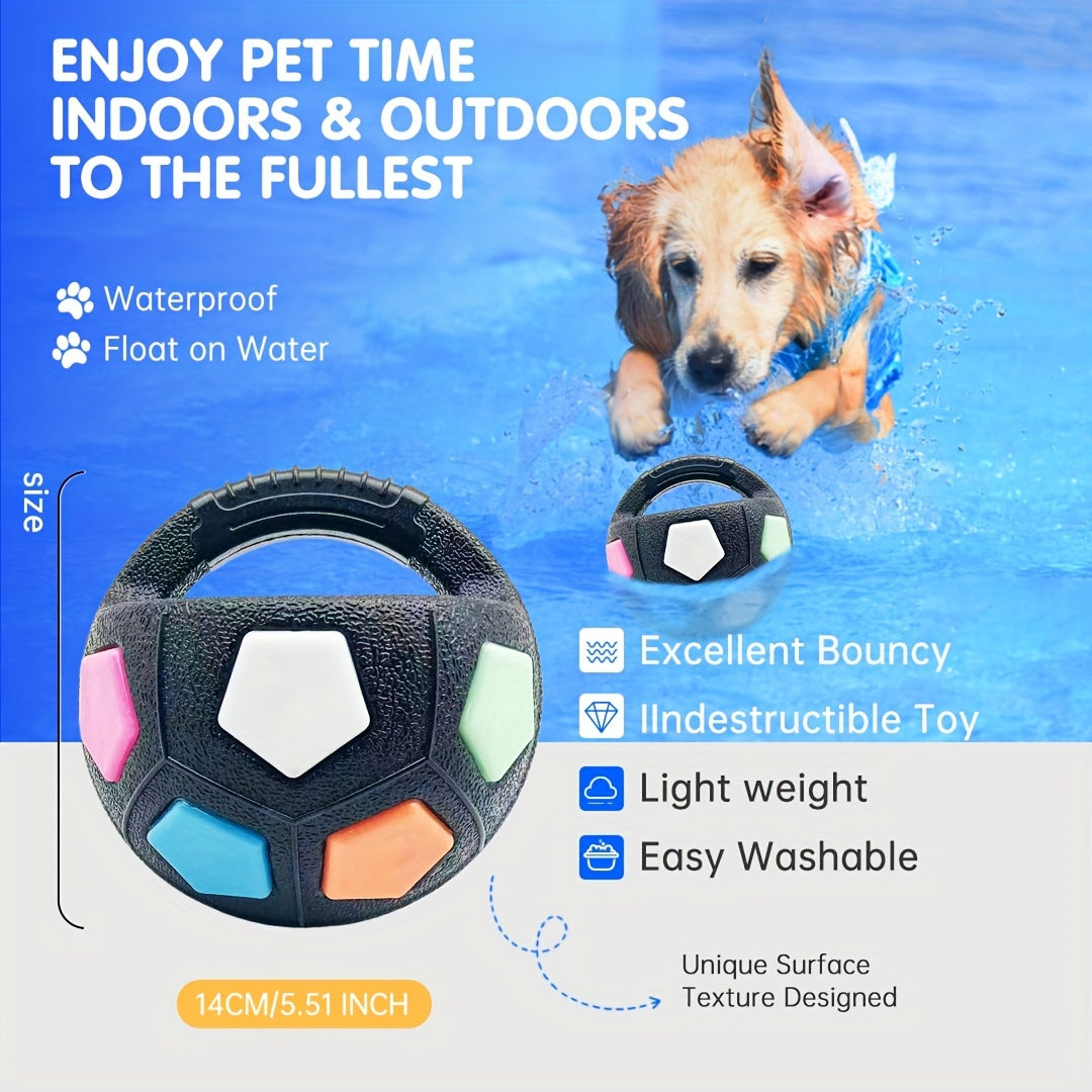 Squeaky Dog Ball Toy Durable TPR Soccer Football Interactive Chew Toy for Medium Dogs Teeth Grinding Training No Battery Needed Pet Play Ball