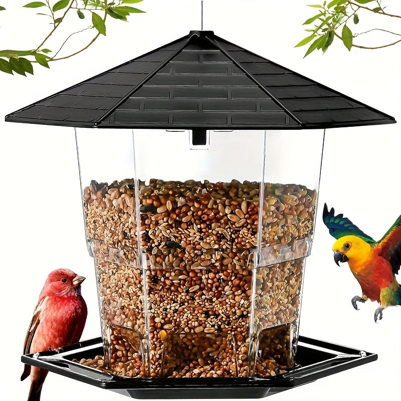 Minimalist Outdoor Hanging Bird Feeder – Automatic Hummingbird Feeder for Garden & Wild Birds, Large Capacity Option, Brown Green Grey, Decorative Hanging Birdhouse for Backyard Patio Balcony