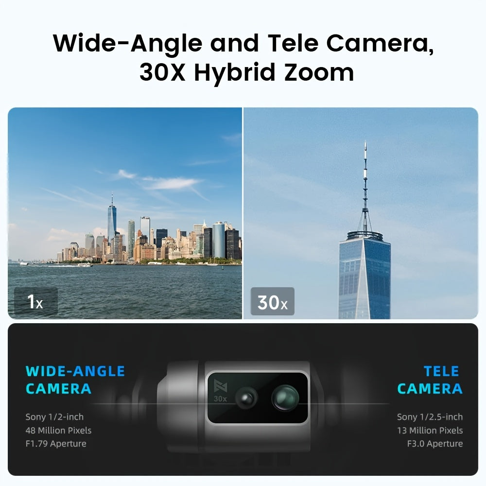 FIMI X8 Tele Max Professional GPS Drone - Dual Sony Camera, 30x Hybrid Zoom, 4K/60fps HDR, 48MP, 3-Axis Gimbal, 20KM RokLink 5.0, AI Night Video & 5000mAh Battery