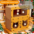 Large Cat House with Scratcher Pads & Plush Ball Toys – Ventilated Indoor Outdoor Cat Shelter, Choose Single Door, Double Door or Luxury Double-Layer Design, Great Cat Gift