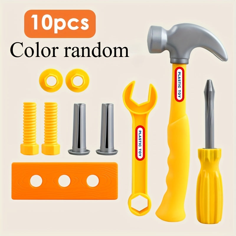 10-Piece Kids Simulation Screw Repair Tool Toy Set – Pretend Play Tools, Hand-Eye Coordination Training, Holiday Gift for Boys, Party Favor, Beach & Pocket Toy, Random Colors
