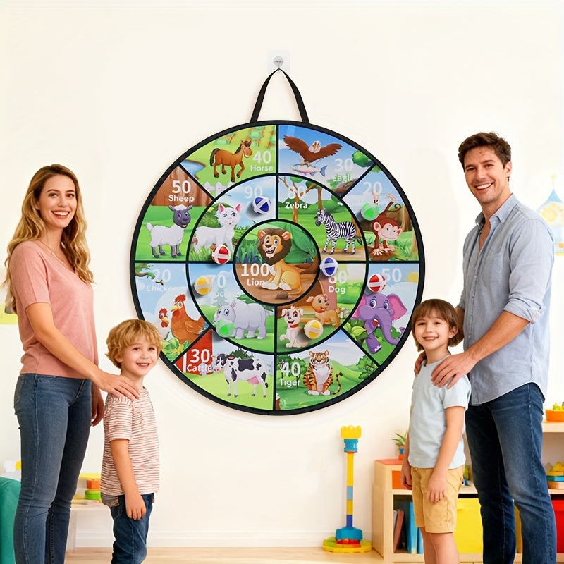 29 Inch Kids Sticky Ball Target Toss Game with 12 Sticky Balls - Large Animal Target Double-Sided Indoor Outdoor Party Activity for Boys and Girls, Fun Summer Birthday Christmas Halloween Gift Toy