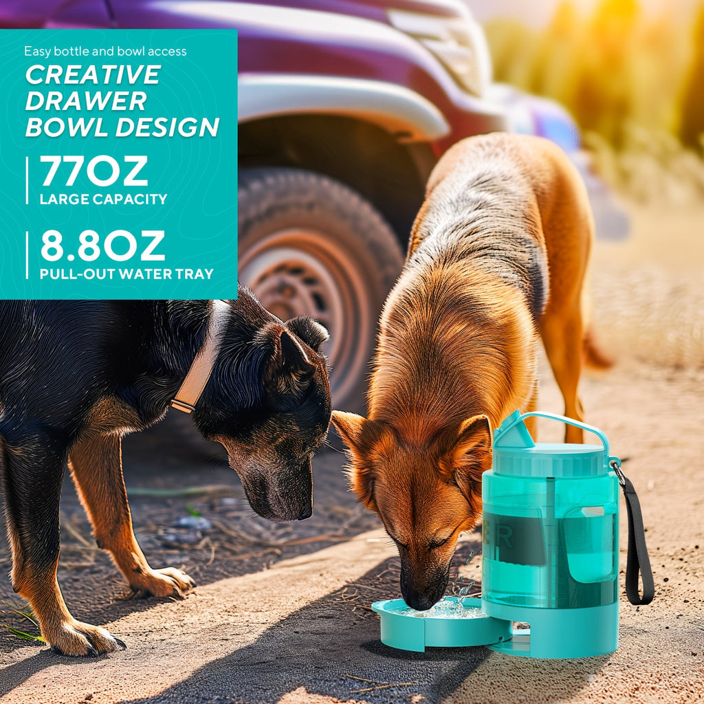 74oz Portable Dog Water Bottle with Built-In Collapsible Bowl Leakproof Large Capacity Travel Water Bottle for Dogs Hiking Camping Park Ideal for Small to Large Breeds