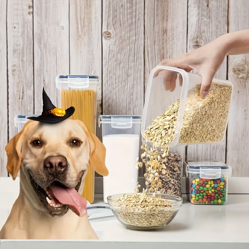 Airtight Pet Food Storage Containers 6-Pack – 2.4L/81oz BPA-Free Plastic Dog & Cat Food Storage Bins with Lids, Reusable Labels & Marker Pen Included, Pantry & Kitchen Organizer Set, Black