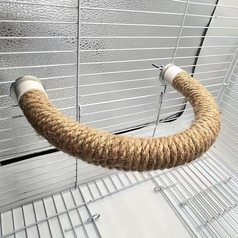 U-Shaped Sisal Rope Bird Perch for Bird Cage - Natural Rope Stand for Parrot Climbing Beak & Nail Grinding - Bird Cage Accessory for Parrots Parakeets Cockatiels Budgies Lovebirds Random Color