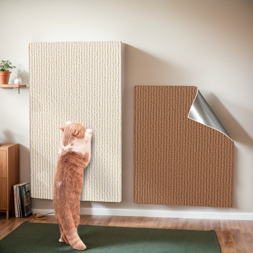 Self-Adhesive Cat Scratching Pad for Sofa & Furniture Protection – Durable Wall & Door Frame Scratch Guard Mat, Beige & Brown Texture, Easy Apply No-Damage Tape, Indoor Cats Claw Deterrent