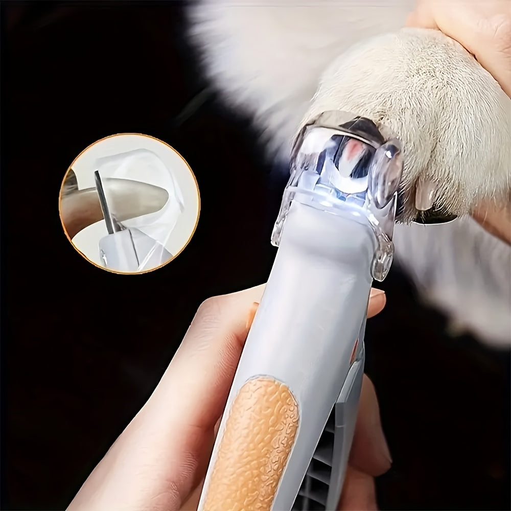 LED Pet Nail Clipper 2-Pack with Ergonomic Non-Slip Handle – Precise Safe Cat & Dog Nail Trimmer with Built-In LED Light for Accurate Grooming, Orange Gray, Essential Pet Nail Care Tool