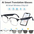 AI Smart Glasses with 8MP HD Camera Touch Control ChatGPT Real-Time Translation Wireless Calling Blue Light Protection Noise Reduction Dual Mics Photochromic Lens for Cycling Driving Travel Office
