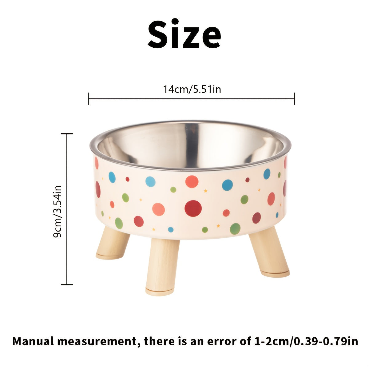 Elevated Cat Bowls Set of 2 - Vibrant Polka Dot Raised Pet Dishes with Neck Support for Cats, Collapsible Feeding Bowls for Dogs, Stylish Chic Pet Food & Water Bowls for Indoor Pets