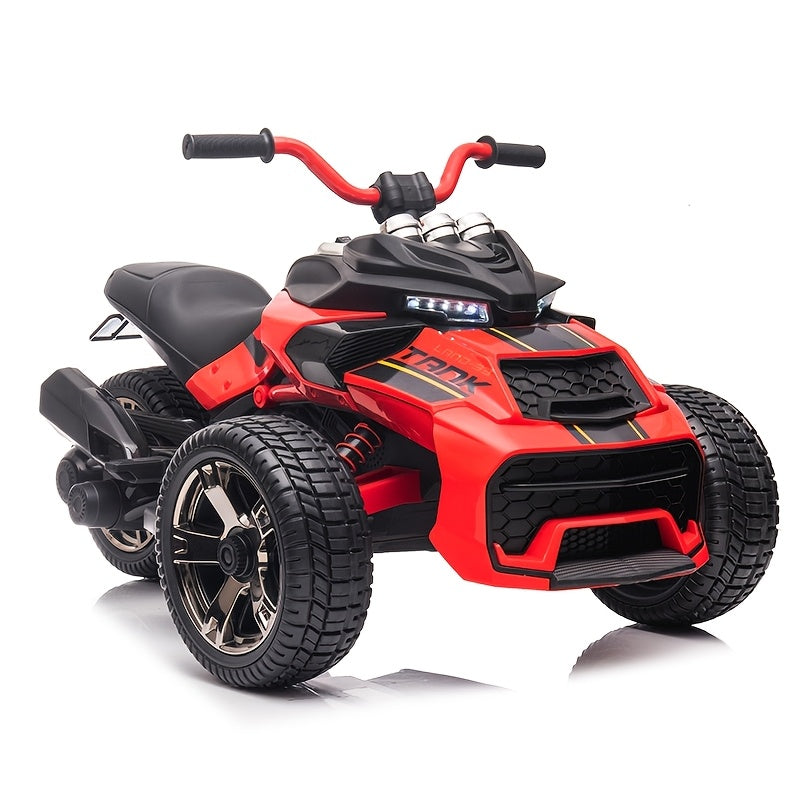 12V Kids Electric Ride On ATV 3-Wheeler for Ages 3+ – Dual 550W Motors, 40-60 Min Playtime, EVA Tires, Shock Absorber, LED Lights & Wireless Music – Battery Powered Ride On Car Gift for Boys & Girls – Black, Blue, Red, Yellow, Pink