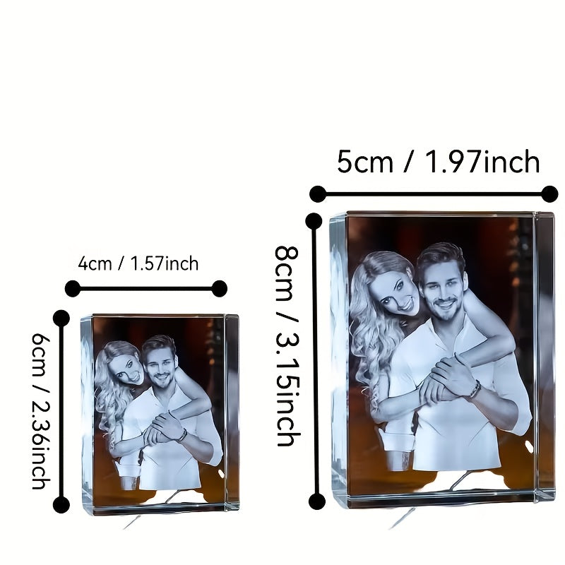 Custom 3D Laser Engraved Crystal Cube - Personalized Inner-Carved Pet Photo Portrait for Dog & Cat, Glass Crystal Keepsake for Bedroom & Living Room Decor, Birthday, Christmas & Holiday Gift