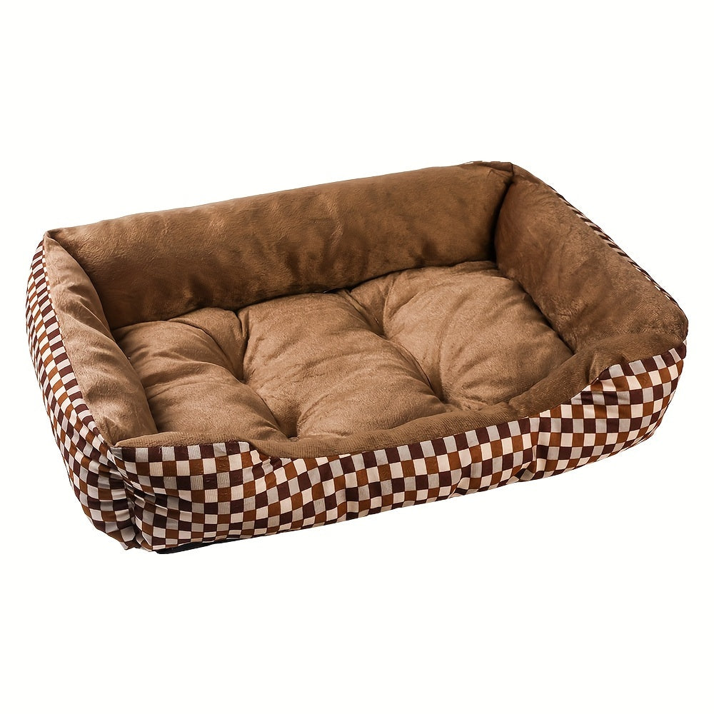 Cozy Plaid Dog Bed for Small Medium Large Dogs - Ultra-Soft Polyester Plush Pet Mat, No Assembly Required Ready to Use, Stylish All-Season Indoor Flat Dog Bed Lounger for All Breeds