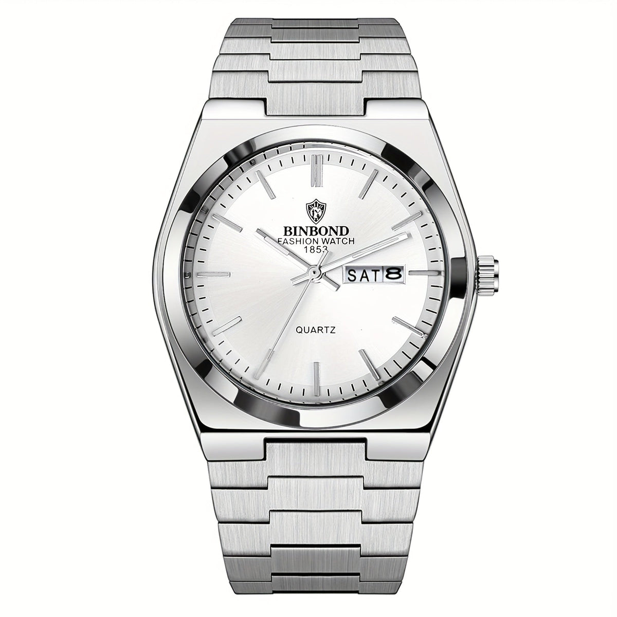 Men's Stainless Steel Quartz Watch – Luminous Dial, Date Calendar, Analog Business Wristwatch for Men, Classic Round Face, Solid Steel Band, Multiple Colors Available