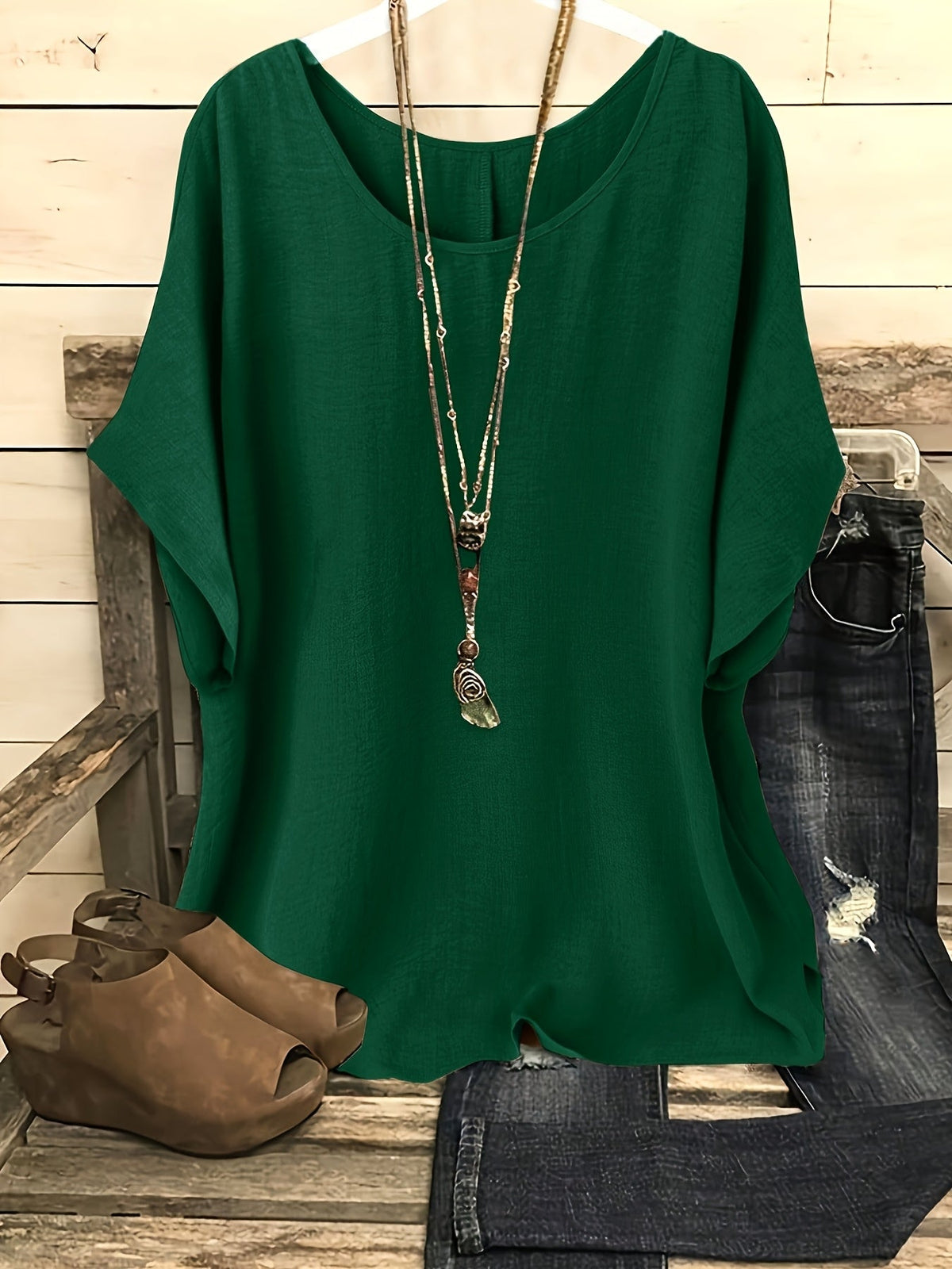 Women's Glossy Loose Fit Beach Top – Round Neck Short Sleeve Solid Color Vacation Shirt for Summer Casual Outing