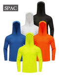 Men's Quick-Dry Hoodie 5-Pack Windproof Moisture-Wicking – Breathable Ice-Fabric Long Sleeve Athletic Sweatshirt for Sports Fitness Outdoor Hiking, S M L XL XXL XXXL