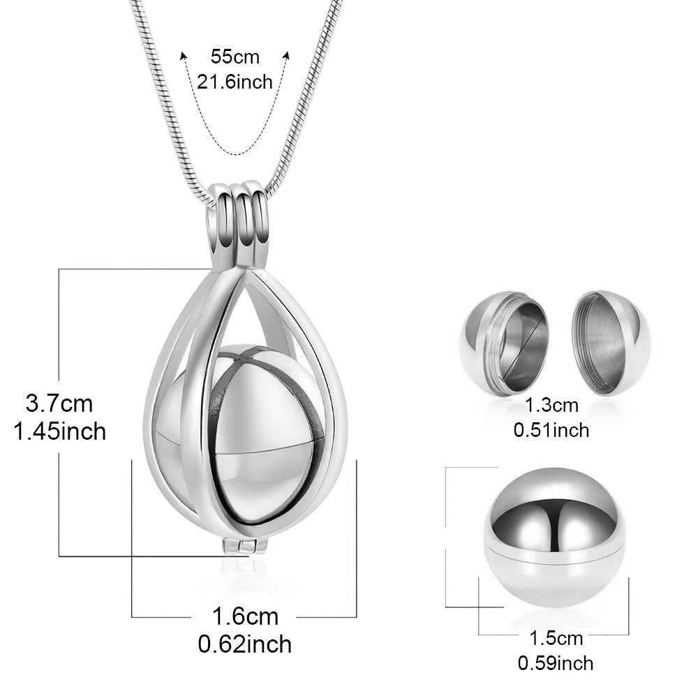 Teardrop Memory Necklace for Ashes - Stainless Steel Cremation Keepsake Pendant for Human & Pet Ashes, Hair, Perfume or Sand, Memorial Jewelry for Loss of Loved One or Pet