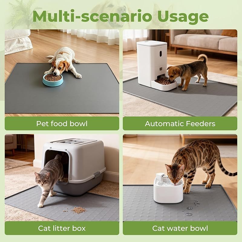 Extra Large Silicone Pet Food Mat 34x22in – Waterproof Non-Slip Dog & Cat Bowl Mat, Floor Protector for Food & Water Bowls, Easy to Clean, Ideal Pet Gift