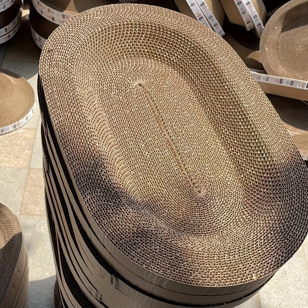 Oval Cardboard Cat Scratcher Bowl – Corrugated Kitten Scratching Bed & Training Lounge, Curved Scratch Pad for Indoor Cats & Kittens, 3 Sizes 16.93 18.5 20.87 Inch