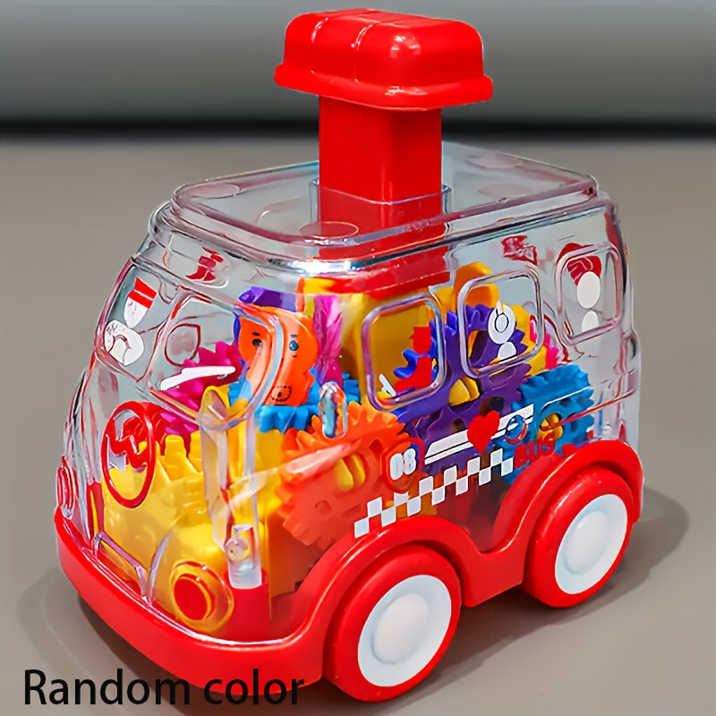 Transparent Gear Pull Back Toy Car for Kids – Educational See-Through Engine Car Model for Boys & Girls | Birthday Christmas Halloween Gift, Available in Yellow, Blue & Red