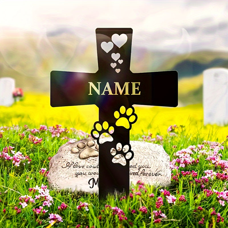 Custom Metal Dog Memorial Sign - Personalized Pet Gravestone Marker for Garden & Yard, Outdoor Metal Art Tribute for Beloved Canine Companion, No Battery Required