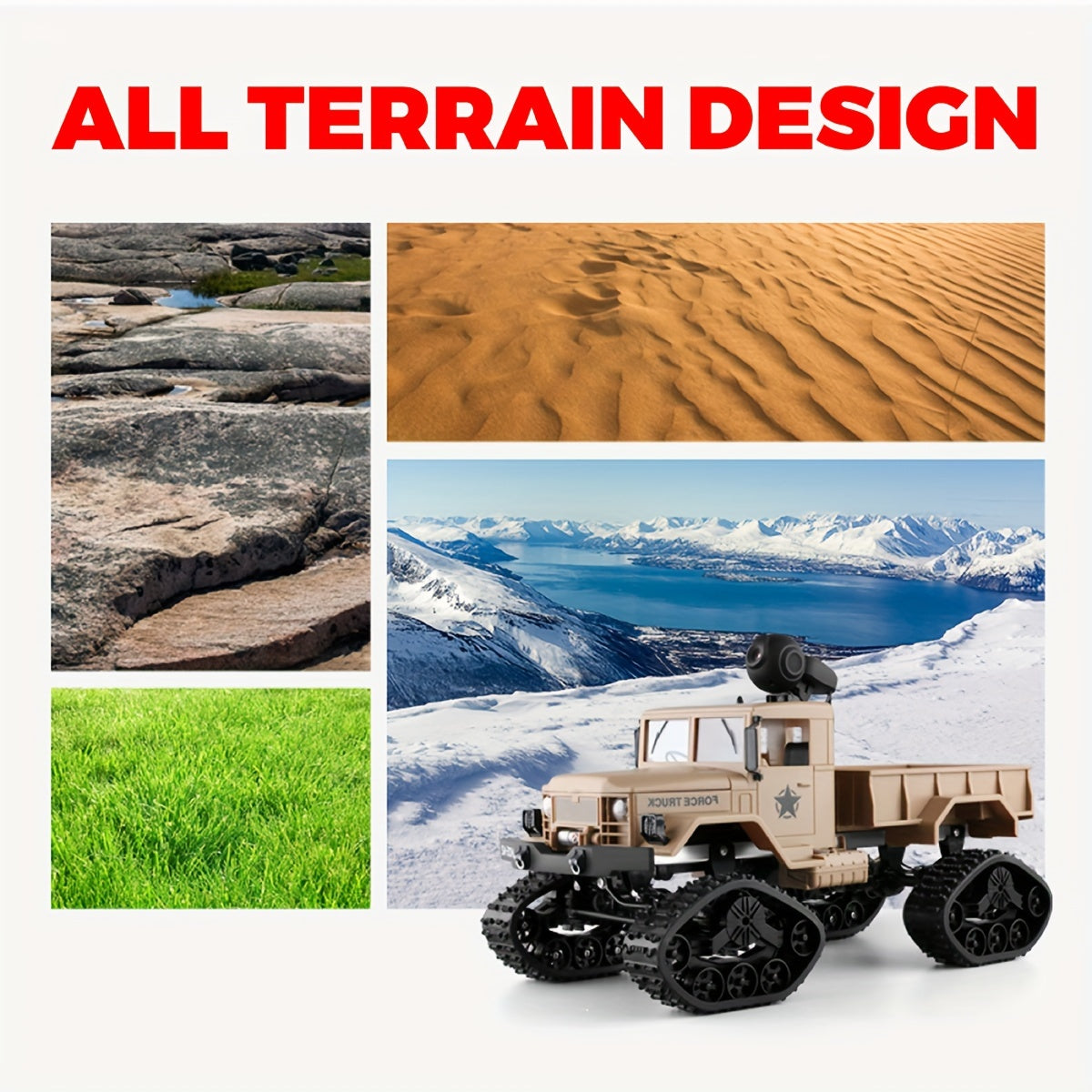 RC Military Truck 4WD 2.4GHz All Terrain Off-Road Sport Car with Wi-Fi HD Camera – Remote Control Vehicle for Kids & Adults – Perfect Birthday & Holiday Gift