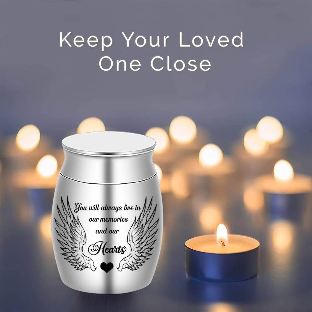 Small Keepsake Cremation Urn for Human or Pet Ashes – Mini Aluminum Alloy Funeral Urn with You Will Live in Our Memories Engraving, Memorial Ash Holder for Adults & Pets, Silver or Black
