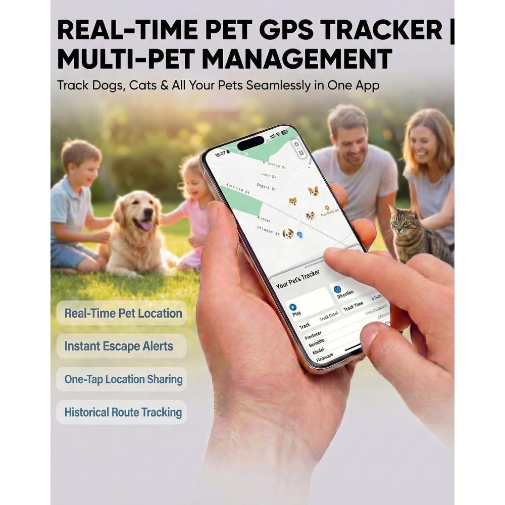 GPS Tracker for Dogs & Cats – No Monthly Fee, No SIM Card, Real-Time Location via iOS Find My App, Ultra-Slim Smart Pet Tracker with Collar Mount & Safe Zone Alerts