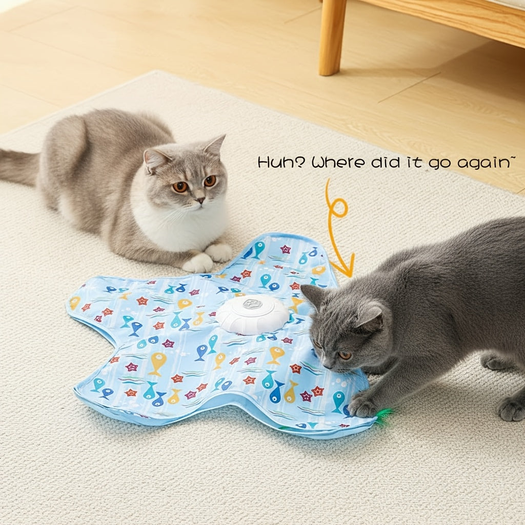 Electric Cat Turntable Toy with Butterfly Motion – Auto Start/Stop Smart Self-Entertainment Boredom Reliever for Indoor Cats, Interactive Exercise Teaser, Perfect Holiday Gift for Cat Lovers