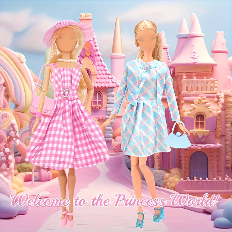 20pcs Fashion Doll Clothes and Accessories Set for 11.5-12 Inch Dolls - 5 Dresses 3 Tops 3 Pants 7 Pairs Shoes 2 Bags, Random Style Doll Outfit Gift for Girls, Christmas Birthday Present, Doll Not Included