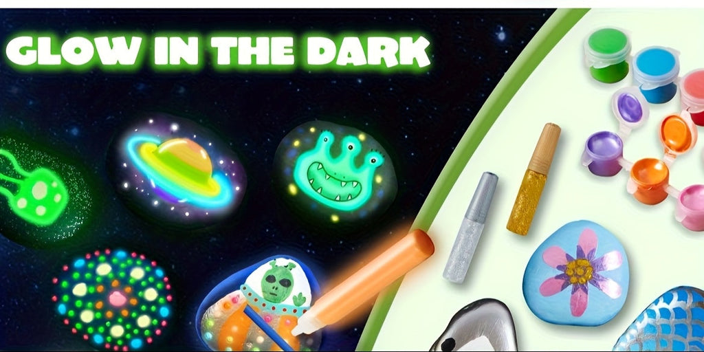 Glow in the Dark Stone Painting Kit for Kids – Creative DIY Rock Art & Craft Set, Graffiti Painting Toy, Outdoor Activity Gift for Boys and Girls Birthday Parties