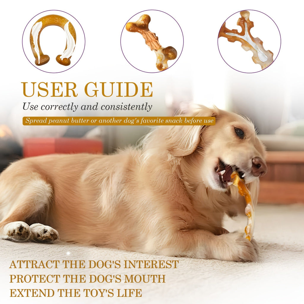 Durable Dog Chew Toys 3pcs Set for Aggressive & Super Chewers – Tough Nylon Dog Toys for Medium to Large Breeds – Long-Lasting Indestructible Chew Toys for Teeth Cleaning & Boredom Relief