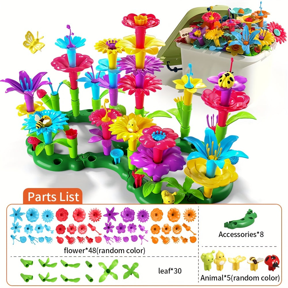 Flower Arrangement Building Blocks Toy for Kids 64/91pcs – DIY Assembling Flower Bouquet Construction Set, Random Colors, Creative STEM Educational Toy, Halloween Thanksgiving Christmas Gift for Ages 3+